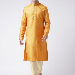 DEYANN Men Yellow Woven Design Straight Kurta-picture-22
