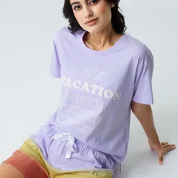 I like me Purple Printed Pure Cotton Night suit-picture-27