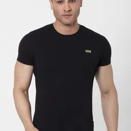 Jack & Jones Men Black Solid Round Neck Lounge T-shirt image 1