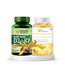 Heart, Bone, and Joint Health | DR. MOREPEN COD Liver Oil Capsules - 100 Softgels + Himalayan Organics Plant Based D3 + K2 - 120 Veg Capsules-picture-11