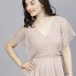 STREET 9 Women Pink Solid Peplum Top-picture-14