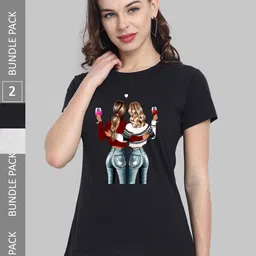 CHOZI Pack Of 2 Graphic Printed Bio Finish Cotton T-shirt-picture-18