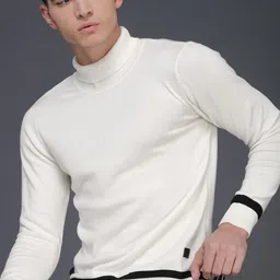 WROGN Men Off-White Solid Slim Fit Pullover Sweater-picture-35