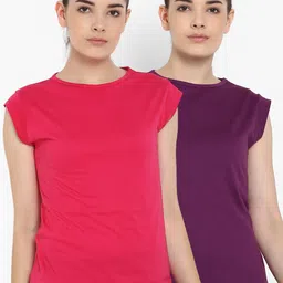 appulse Women Pack of 2 Solid Slim Fit Sports T-shirts-image-38