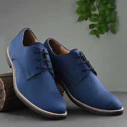 Hirels Men Blue Suede Derbys-image-35