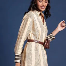 Taavi Pure Cotton Geometric Printed Above Knee A-Line Bagru Ethnic Dresses-image-44