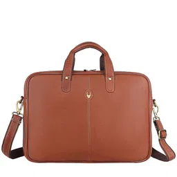 WildHorn Men Tan Textured Leather Laptop Bag-image-59
