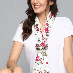 Mast & Harbour Women White & Pink Printed Scarf-picture-17