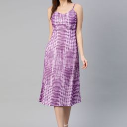 Pluss Trendy Purple and Off White Dyed Ruched Dress-picture-21