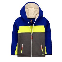 Cherry Crumble Unisex Grey & Blue Colourblocked Hooded Sweatshirt-picture-25