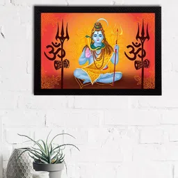 eCraftIndia Blue & Yellow Lord Shiva Satin Matt Texture UV Art Painting-image-72