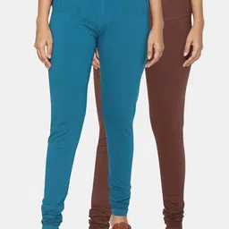 TSG Bliss Women Pack of 2 Solid Churidar Leggings-image-7