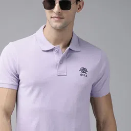 U.S. Polo Assn. Men Purple Solid Pure Cotton T-shirt image 1
