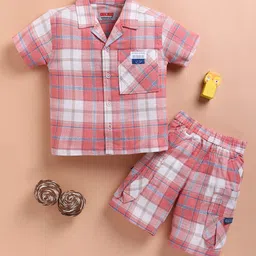 KIDZELLO Boys Checked Pure Cotton Shirt With Shorts-picture-31