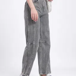 glitchez Women Mid-Rise Pure Cotton Barrel Fit Jeans-image-79