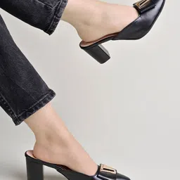 Shoetopia Girls Pointed Toe Block Heel Mules-picture-23