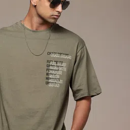 The Roadster Life Co. Typography Printed Drop-Shoulder Sleeves Pure Cotton T-shirt-picture-38