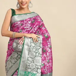 Silk Land Floral Zari Brocade Mysore Silk Saree-picture-33
