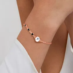 MINUTIAE Rose Gold-Plated Beaded Link Bracelet-image-14