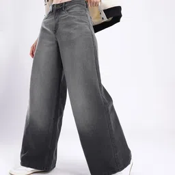 glitchez Women Wide Leg Palazzo Fit Heavy Fade Jeans-image-20