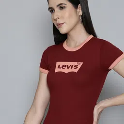 Levis Women Brand Logo Printed Slim Fit T-shirt-image-41