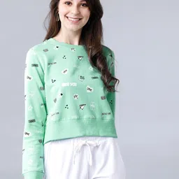 Tokyo Talkies Women Pastel Green Printed Sweatshirt-picture-34