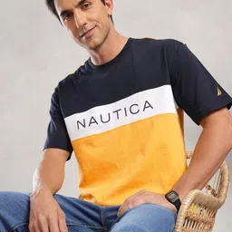 Nautica Relaxed Fit Colourblocked Pure Cotton T-shirt-picture-37
