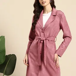 Mast & Harbour Single Breasted Woollen Suede Trench Coat-picture-13