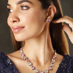 Rubans Rhodium-Plated CZ-Studded Jewellery Set-picture-37