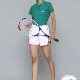 HRX by Hrithik Roshan Women Brand Logo Printed Polo Collar Rapid-Dry Tennis T-shirt-image-8