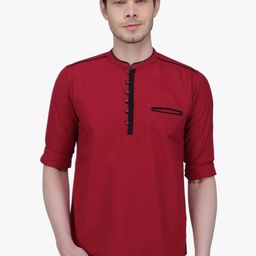Kuons Avenue Men Maroon Solid Straight Kurta-picture-5