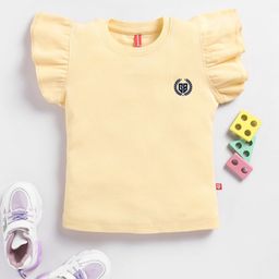 Here&Now X Game Begins Brand Logo Flutter Sleeve Cotton Top-picture-18