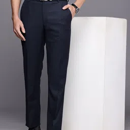 Louis Philippe Men Checked Slim Fit Formal Trousers-picture-39