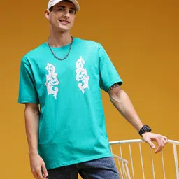 HERE&NOW Men Ethnic Printed Drop-Shoulder Sleeves Cotton T-shirt-picture-23