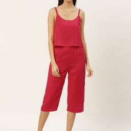DODO & MOA Women Fuchsia Solid Capri Jumpsuit-picture-25