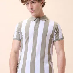 Status Quo Men Striped Polo Collar Regular Fit T-shirt-picture-38