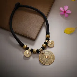 Bamboo Tree Gold-Toned & Black Handcrafted Necklace-image-52