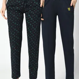 VIMAL JONNEY Women Pack Of 2 Navy Blue Printed Lounge Pants-image-53
