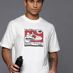 New Balance Printed Drop-Shoulder Sleeves Pure Cotton T-shirt image 1