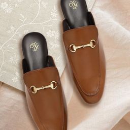 House of Pataudi Men Tan Brown Handcrafted Leather Mules-picture-42