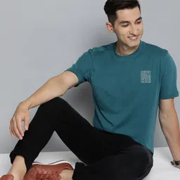 HERE&NOW Men Blue Pure Cotton T-shirt-picture-27