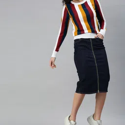 Campus Sutra Women Multi Coloured Striped Pullover Sweater-picture-34