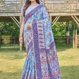 Ariya Prints Floral Woven Design Zari Banarasi Saree-image-5