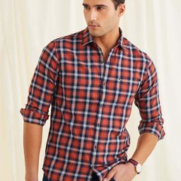 Red Flame Men Tartan Checks Opaque Checked Casual Shirt-picture-43