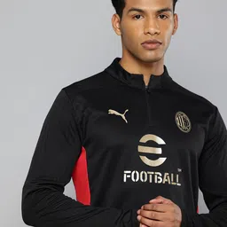 Puma AC Milan Quarter-Zip Typography Printed DryCell Slim Fit Football T-shirt-picture-24