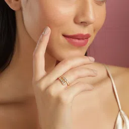 Rubans 18K Gold-Plated & Cubic Zirconia Studded Serpent Adjustable Finger Ring-picture-29