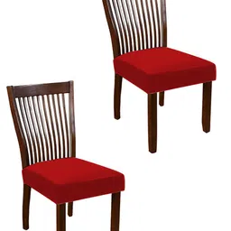 Lazi 2 Pieces Red StretchableDining Chair Seat Covers-image-94