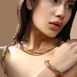 SOHI The Ribbed-Intertwine Gold-Plated Jewellery Set-picture-53