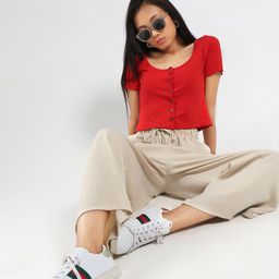 StyleCast X Sera Beige Cotton Wide Leg Casual Trouser-picture-24