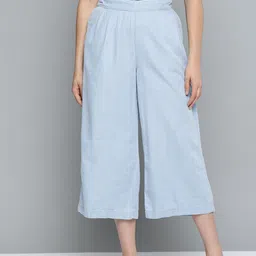 Chemistry Women Blue Solid Regular Fit Culottes-picture-22